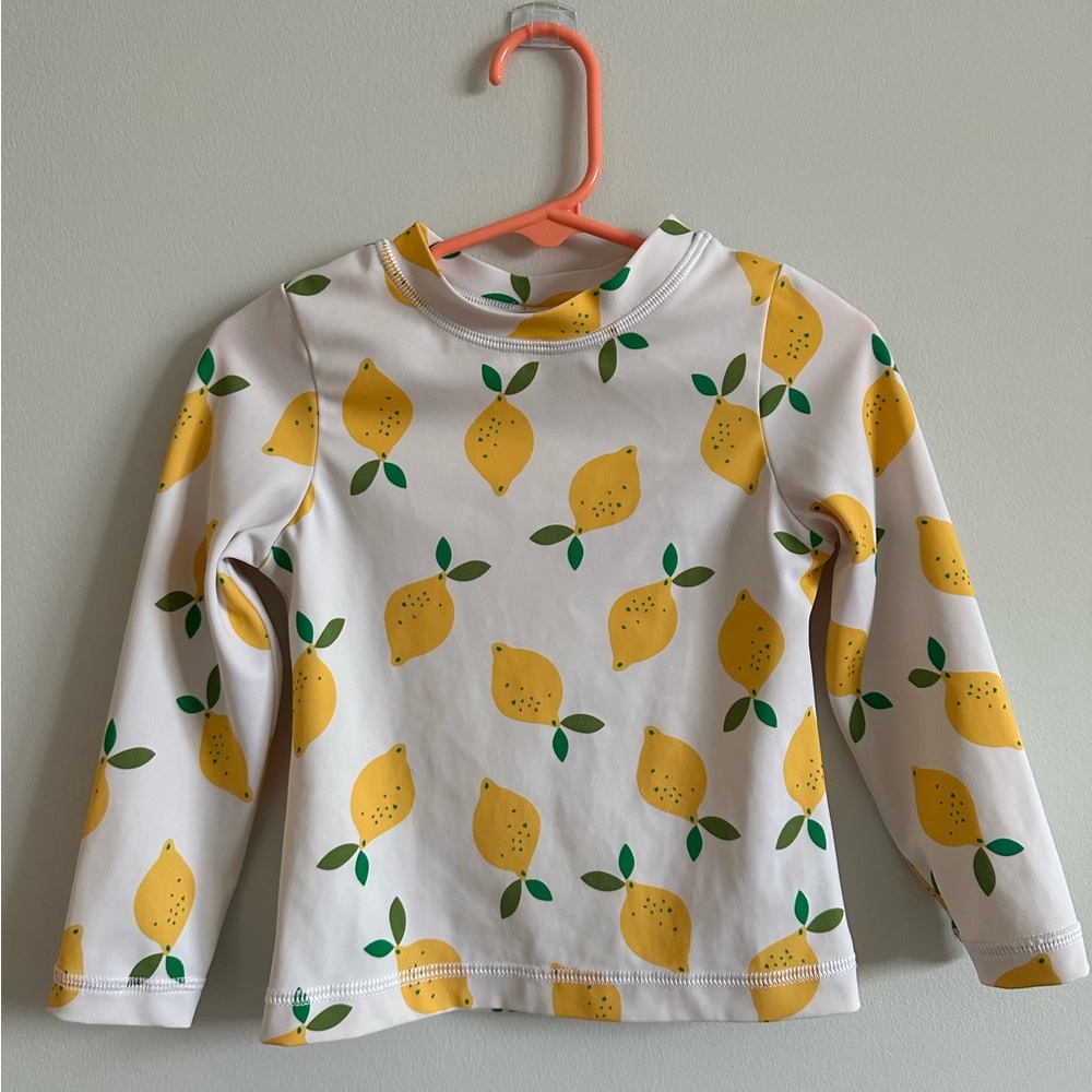 Hanna Andersson lemon print toddler swim rashguard 3T
